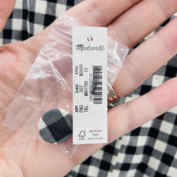 Madewell Womens Size 10 Gingham Single Breasted Crewneck Vest in Black $118 427 - Picture 7 of 9
